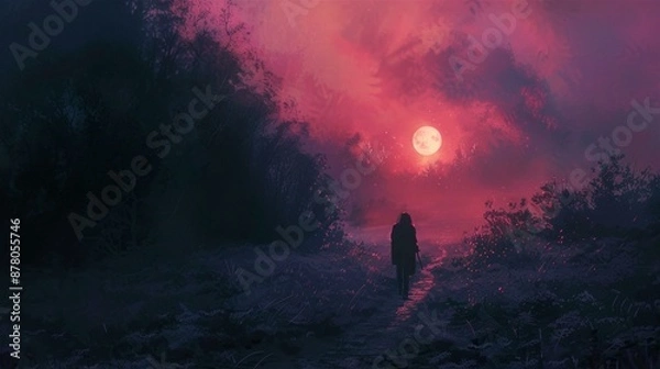 Fototapeta 平野に立つ人影