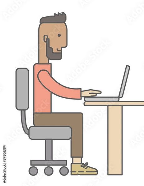 Fototapeta Man working with laptop