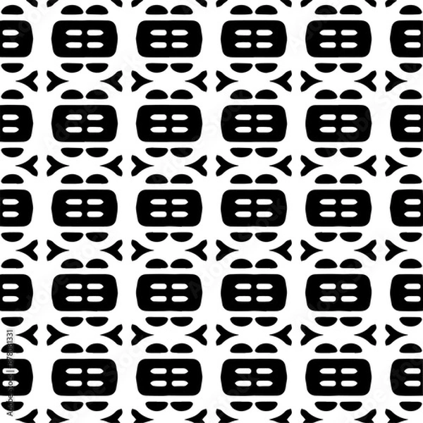 Fototapeta Monochrome pattern, Abstract texture for fabric print, card, table cloth, furniture, banner, cover, invitation, decoration, wrapping.seamless repeating pattern.Black color.