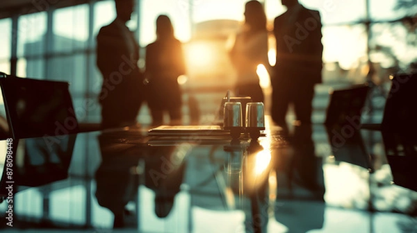 Obraz Legal team preparing to defend a whistleblower against retaliation, legal defense, employee protection, blurred background. Generative AI illustration 