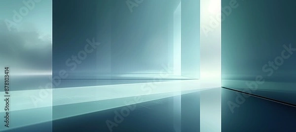 Fototapeta Dark Minimalist Geometric Reflections: Surreal Architectural Perspectives in a Futuristic Spatial Design Background