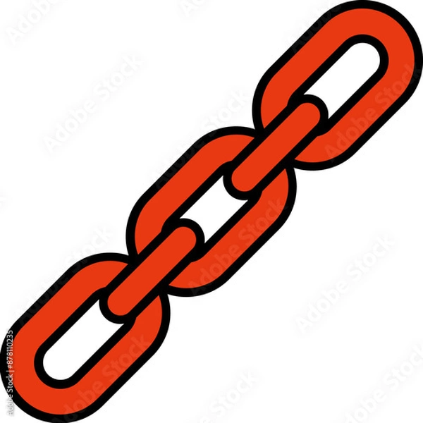 Fototapeta Isolated Link Icon or Symbol in Orange Color.