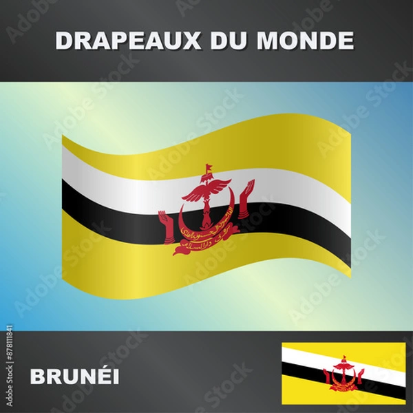Obraz Drapeau ondulé par le vent de Brunei