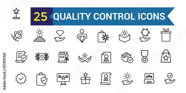 Fototapeta Quality control line icons set. Outline icon collection. Editable vector stroke.