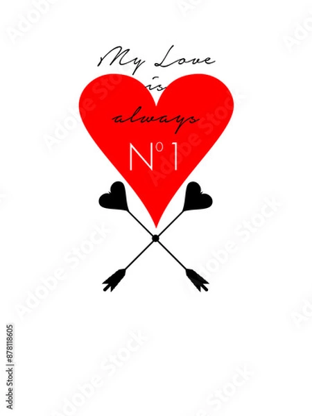 Fototapeta slogan print design heart with arrow 