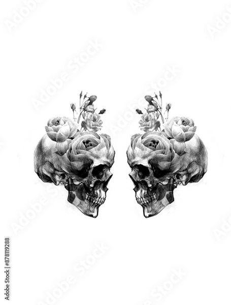 Fototapeta mixed skull prints with flowers 