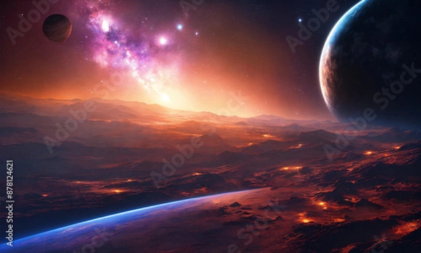 Fototapeta galaxy with planets and space objects