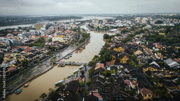 Fototapeta The aerial view of Hoi An in Vietnam