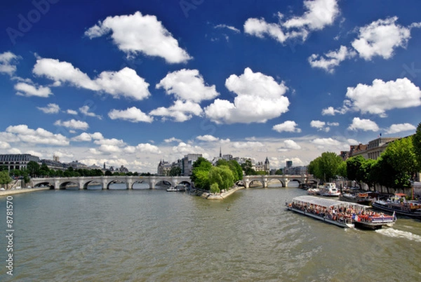 Obraz Seine River, Pount Neuf and Cite Island in Paris