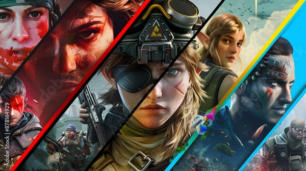 Fototapeta Video Game Characters Collage