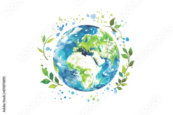 Fototapeta A globe with leaves symbolizing environmental responsibility.