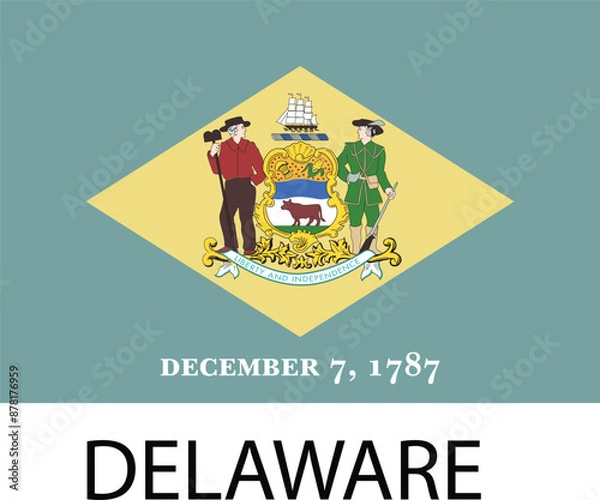 Fototapeta Delaware Flag, United States Flags, Vector Image, Editable illustrator image
