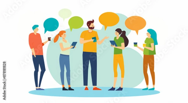 Fototapeta A company social event shows employees mingling with customers and engaging in casual friendly conversations strengthening their relationship
