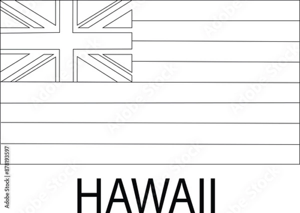 Fototapeta Hawaii Flag, United States Flags, Black and White Image, Vector Image, Editable illustration, Geography, Learn US Flags