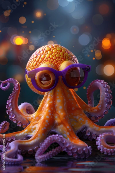 Fototapeta Colorful Octopus with Sunglasses