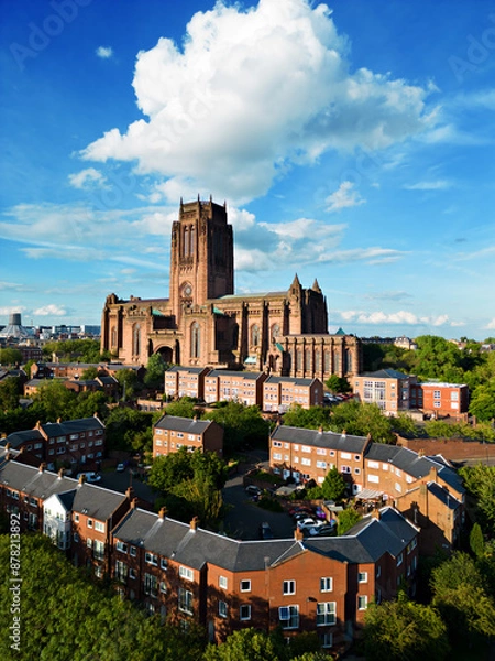 Fototapeta Aerial view of Liverpool Anglican Cathedral