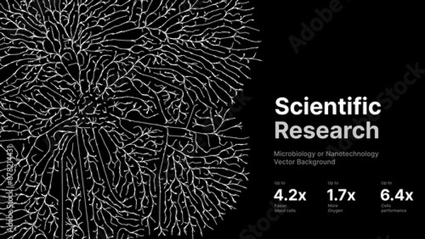 Fototapeta Mycelium Fungus Macro Pattern. Fungus Scientific Medical Research Background. Science Macro Pattern Backdrop. Futuristic Plant Microbiology Healthcare. Vector Illustration.