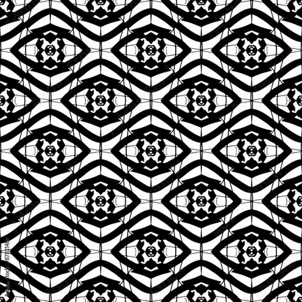 Fototapeta Black and White seamless pattern.  
Hand drawn, seamlessly repeating ornamental wallpaper or textile pattern.

