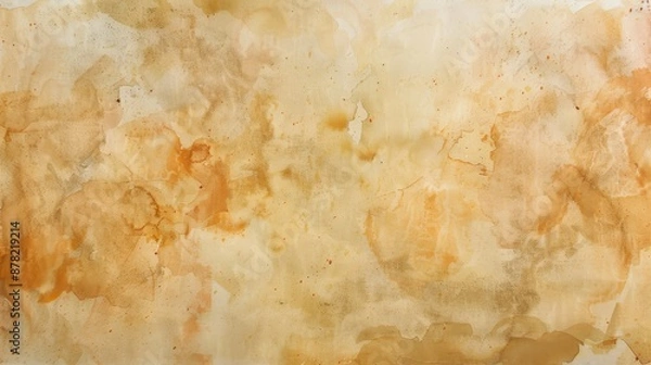 Fototapeta Watercolor texture with an abstract blend of brown, beige, and orange hues, resembling an aged paper or a stained fabric
