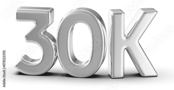Fototapeta 30k Followers Silver Number 3D Render