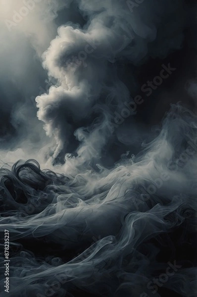 Obraz Thick dark smoke and mist swirling together, creating an eerie and mysterious atmosphere.
