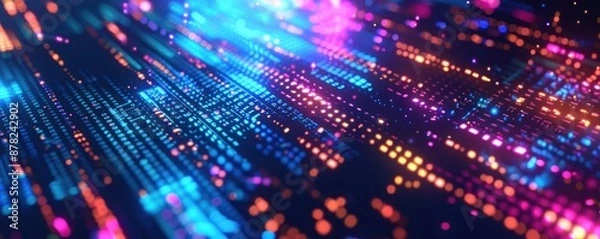 Fototapeta High-resolution abstract texture background featuring a digital glitch effect in neon hues