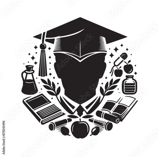Fototapeta graduation Cap silhouette vector