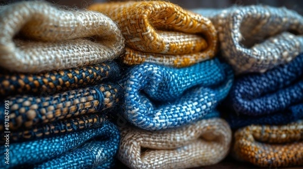 Fototapeta Fabric backgrounds with soft textures and intricate patterns add a sense of comfort and style perfect for textile-themed designs and cozy projects Background Illustration, Bright color tones, ,