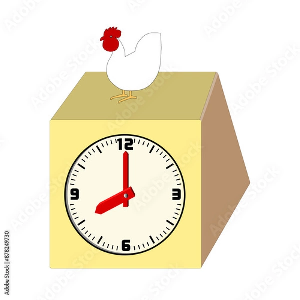 Fototapeta Alarm clock vector with a chicken showing 8 o'clock