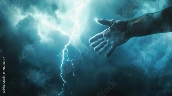 Fototapeta Hand Reaching From The Storm