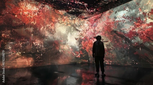 Fototapeta With synchronized projections and digital effects, the installation creates an immersive video art experience.