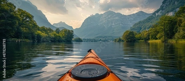 Obraz Kayaking Through Majestic Mountains