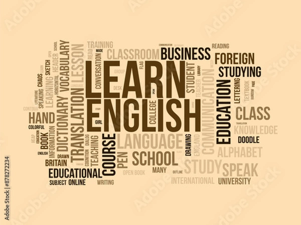 Obraz Learn English wordcloud template. Education concept vector background.