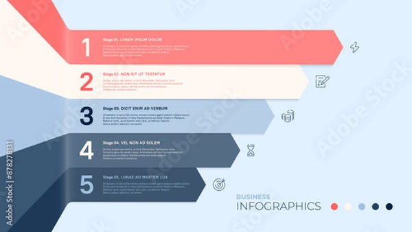 Obraz Five stages or points. Vector infographics template 