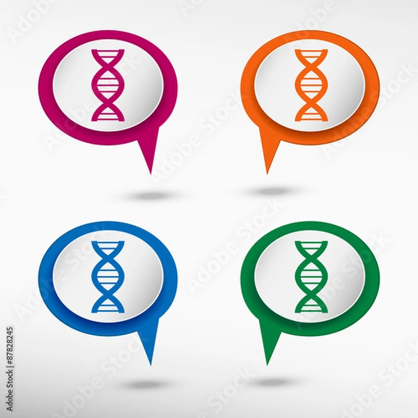 Fototapeta DNA icon on colorful chat speech bubbles