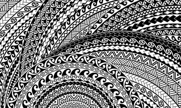 Fototapeta Polynesian Maori traditional pattern design and tribal illustration creative patterns
