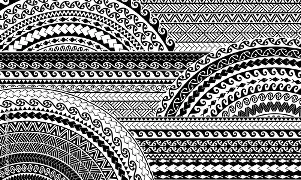 Fototapeta Polynesian Maori traditional pattern design and tribal illustration creative patterns