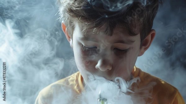 Obraz child smoking e-cigarette or vaping