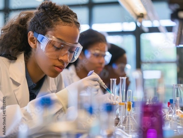 Obraz High school or college students in a science lab