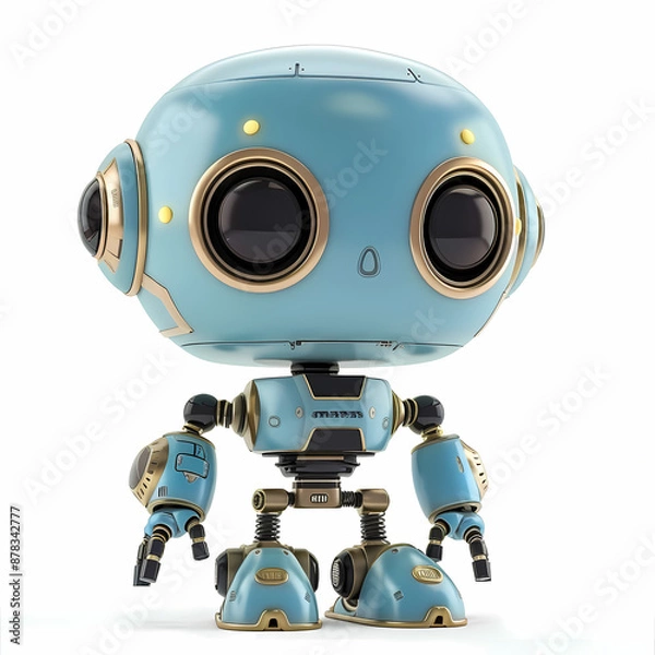 Fototapeta 3D cute robot in white background vector image