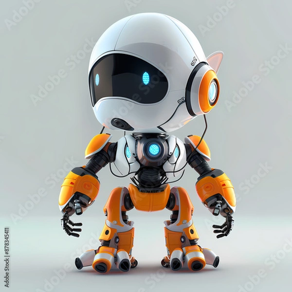 Fototapeta 3D cute robot in white background vector image