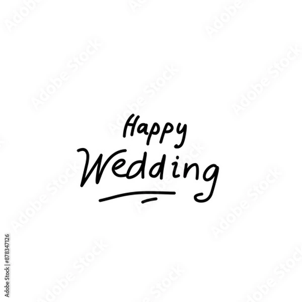 Fototapeta Happy Wedding Hand Lettering