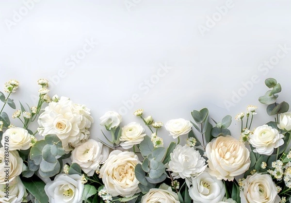 Obraz White Floral Border with Copy Space.