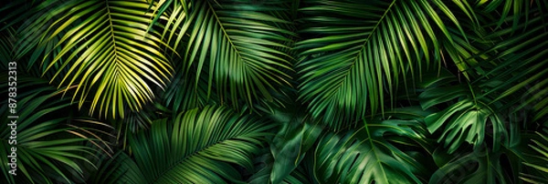 Fototapeta Exotische Palmenblätter im Regenwald