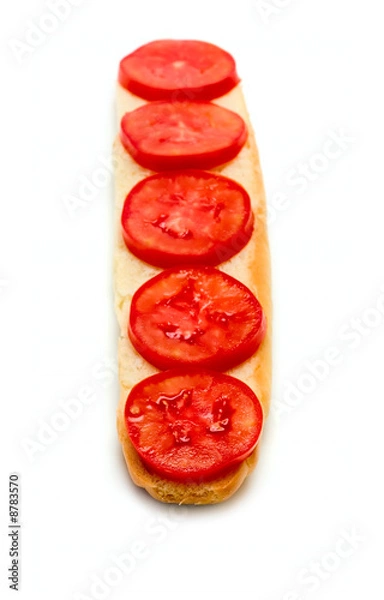 Fototapeta Sandwich with tomato isolated on white
