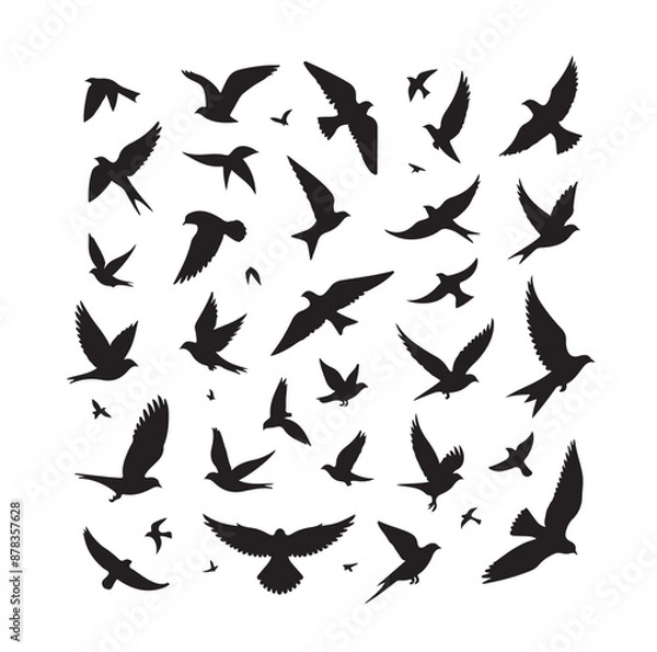 Obraz Flying birds silhouettes vector illustration