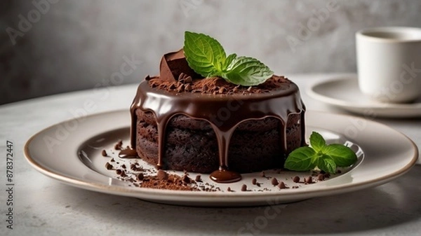 Fototapeta chocolate cake with mint
