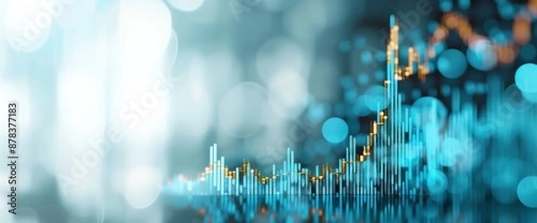 Fototapeta Minimalist economic graph for advertisement, clear white background, natural lighting