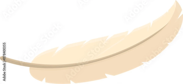 Obraz Single beige feather is laying on a white background