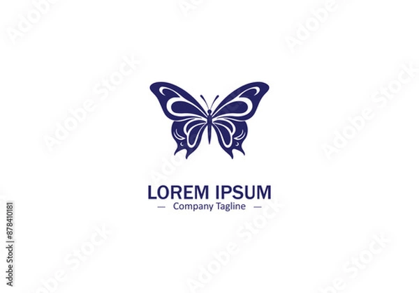 Fototapeta Minimal and abstract butterfly logo icon vector silhouette isolated on white background